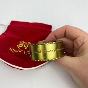 Rustic Cuff Bracelet Small 6.5" Brass Goldtone Religious Inspiration God Purpose